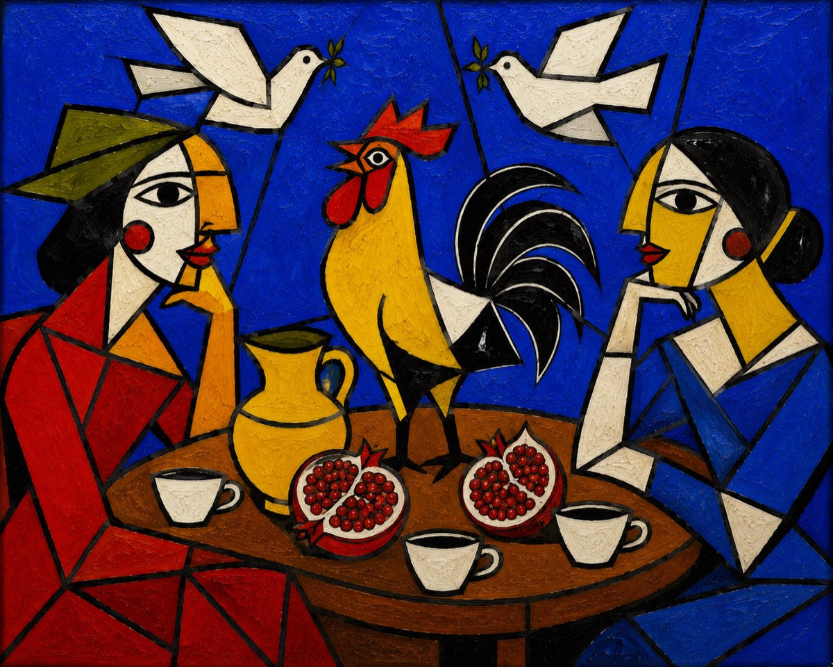 Two Sisters and the Rooster