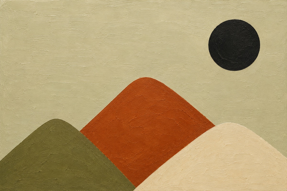 Three Mountains and Sun