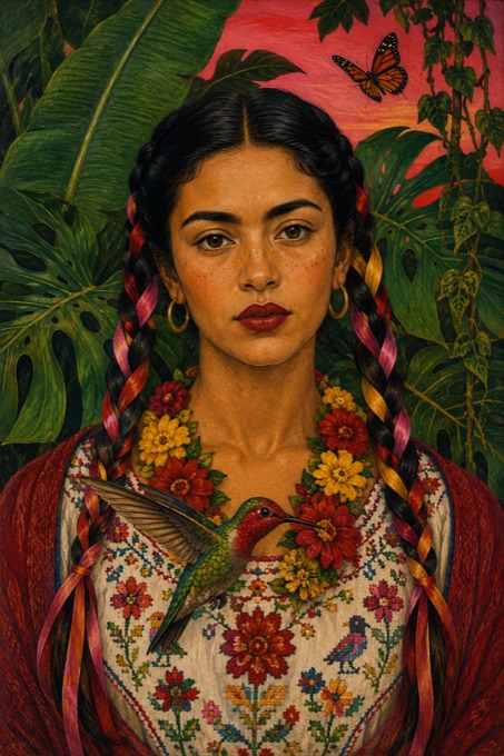 Woman with Hummingbird
