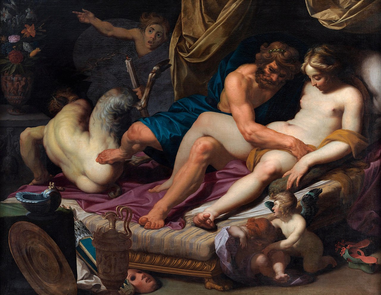 Hercules Kicking Faunus out of Omfale's Bed by Abraham Janssens I