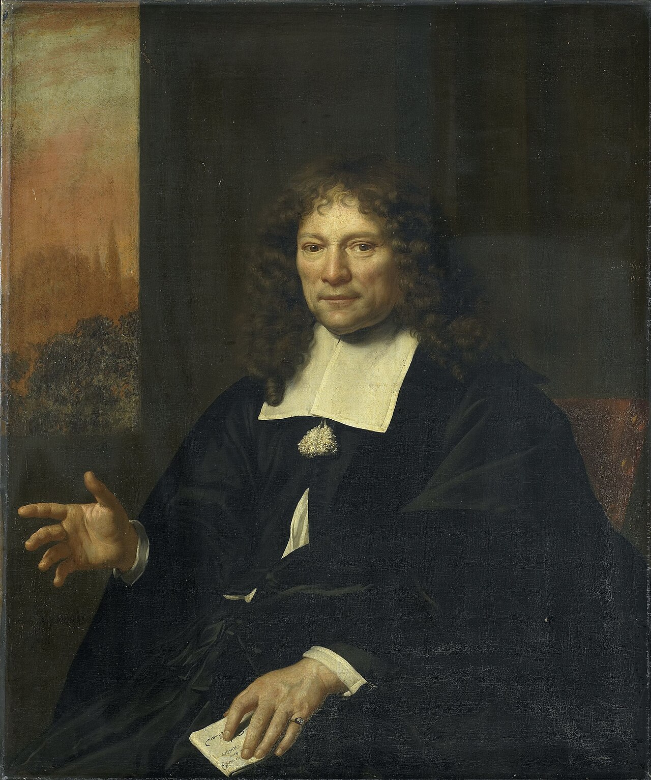 Portrait of Daniel Nellius, elder of the Remonstrant church and sampling official of Alkmaar by Adriaen Backer