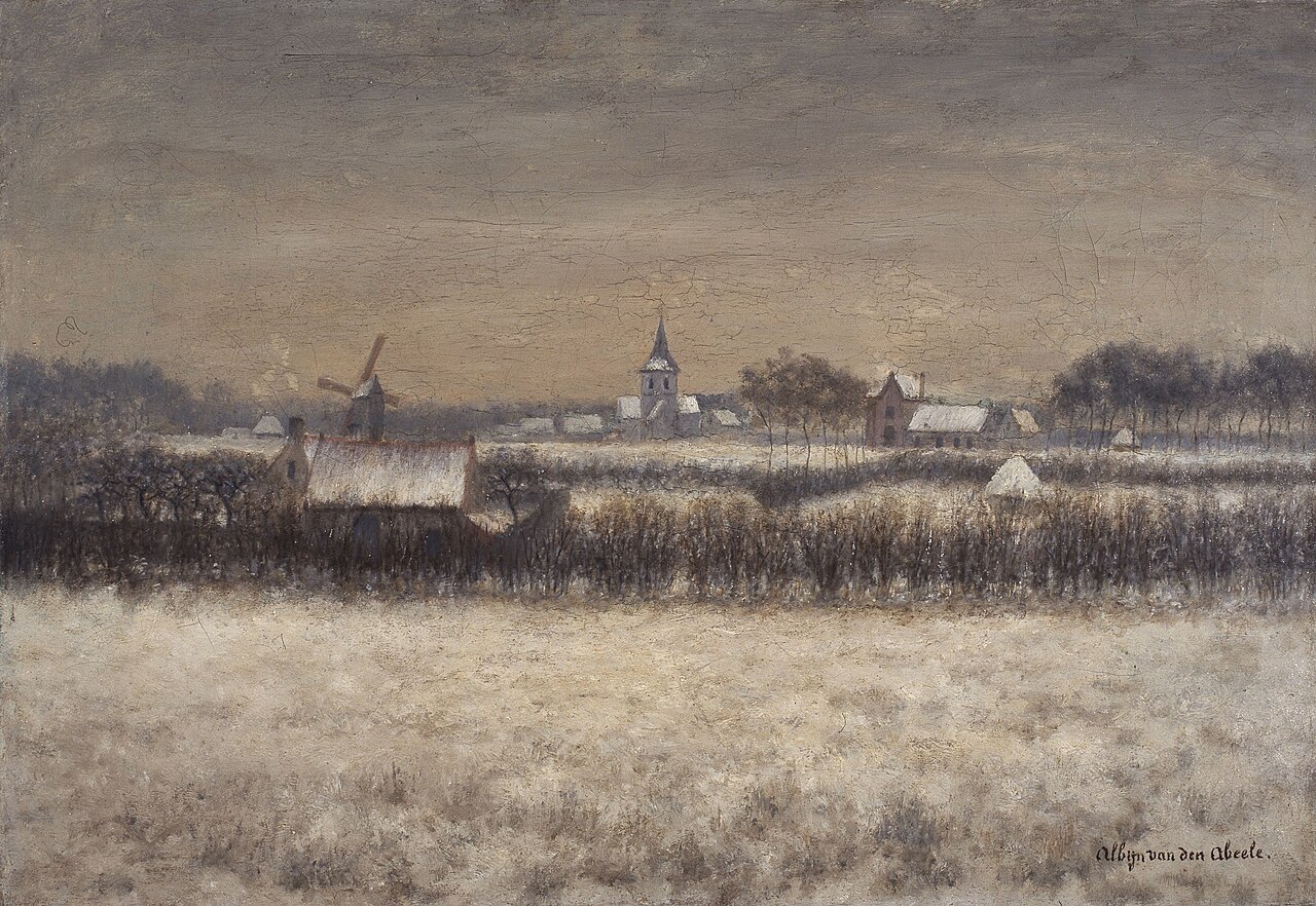 Snow-covered Sint-Martens-Latem by Albijn Van den Abeele