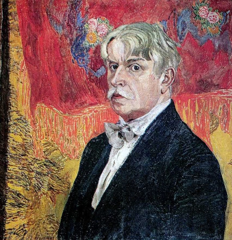 Self Portrait with Red Kerchief by Aleksandr Golovin