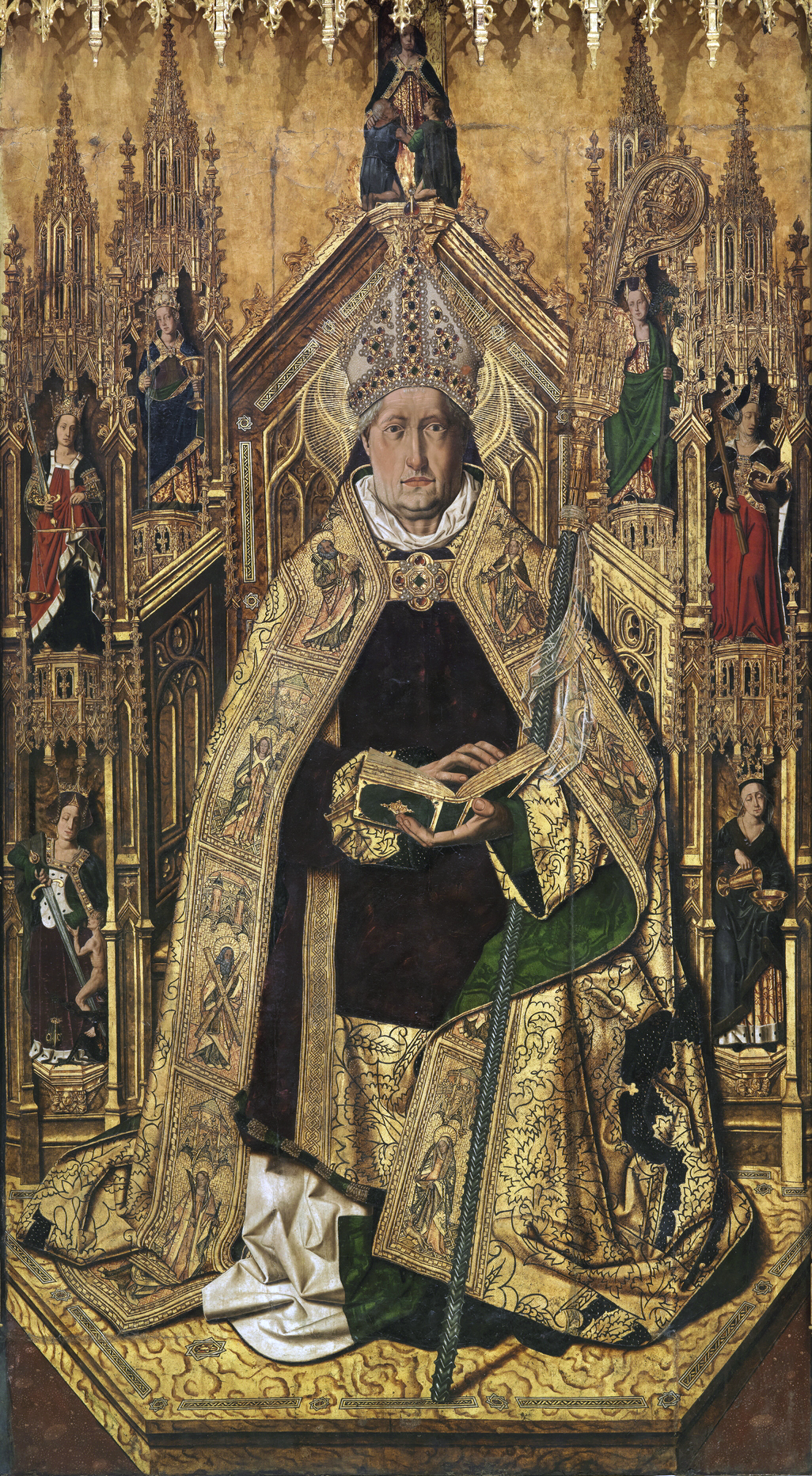 Santo Domingo de Silos entronizado como obispo, de Bartolomé Bermejo (Museo del Prado) by Bartolomé Bermejo