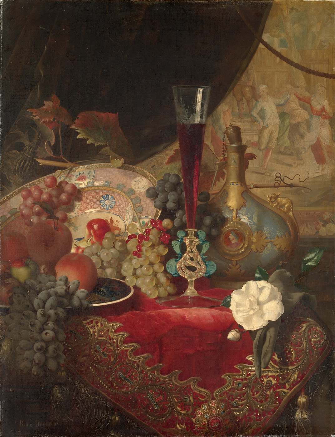 Still Life with Fruit and Venetian Glass on a Table by Blaise Alexandre Desgoffe