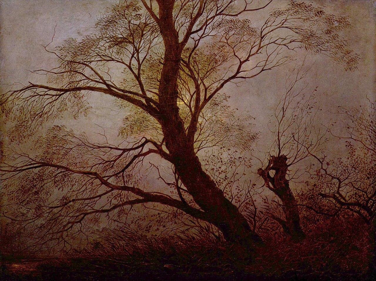 Trees in the moonlight by Carl Julius von Leypold