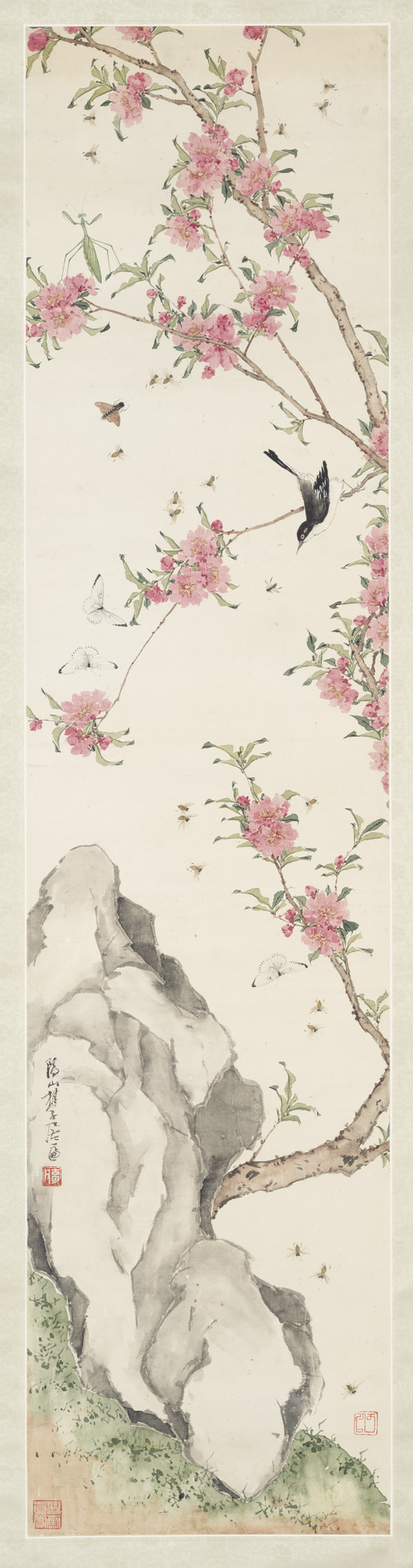 Bird, Insects, and Peach Blossom by Chu Lien