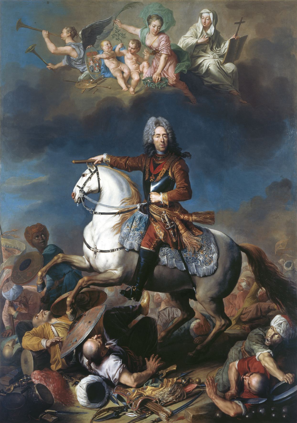 Equestrian portrait of Eugene, Prince of Savoy (1663-1736) by Jacob van Schuppen