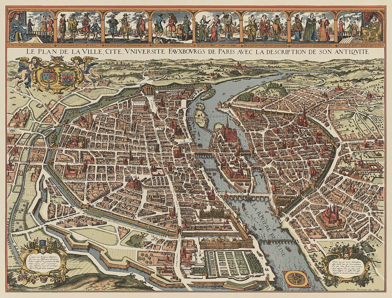 Le plan de la ville, cité, université, fauxbourgs de Paris, avec la description de son antiquité by Jacques Callot