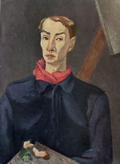 Self-Portrait with a Red Neckerchief by Jēkabs Kazaks