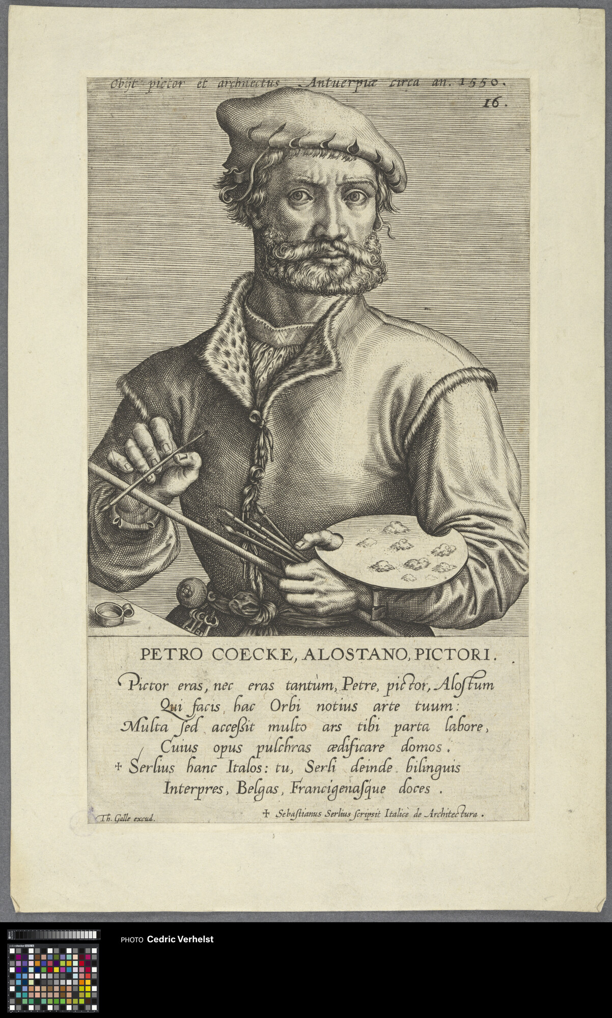 Portrait of Pieter Coecke van Aelst (Petro Coecke Alostano, Pictori) by Johannes Wierix