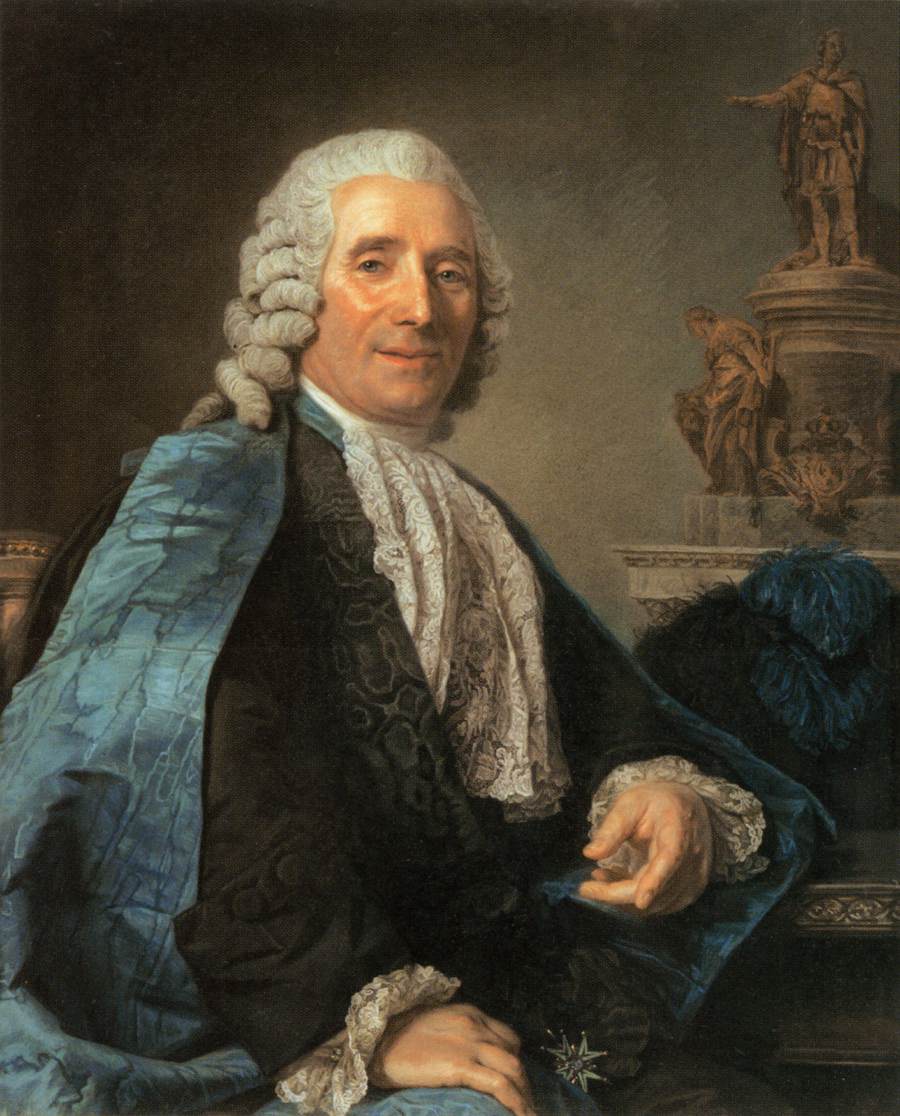 Portrait of the Sculptor Jean-Baptiste Pigalle, in ceremonial robe of the Saint-Michel order. by Marie-Suzanne Giroust