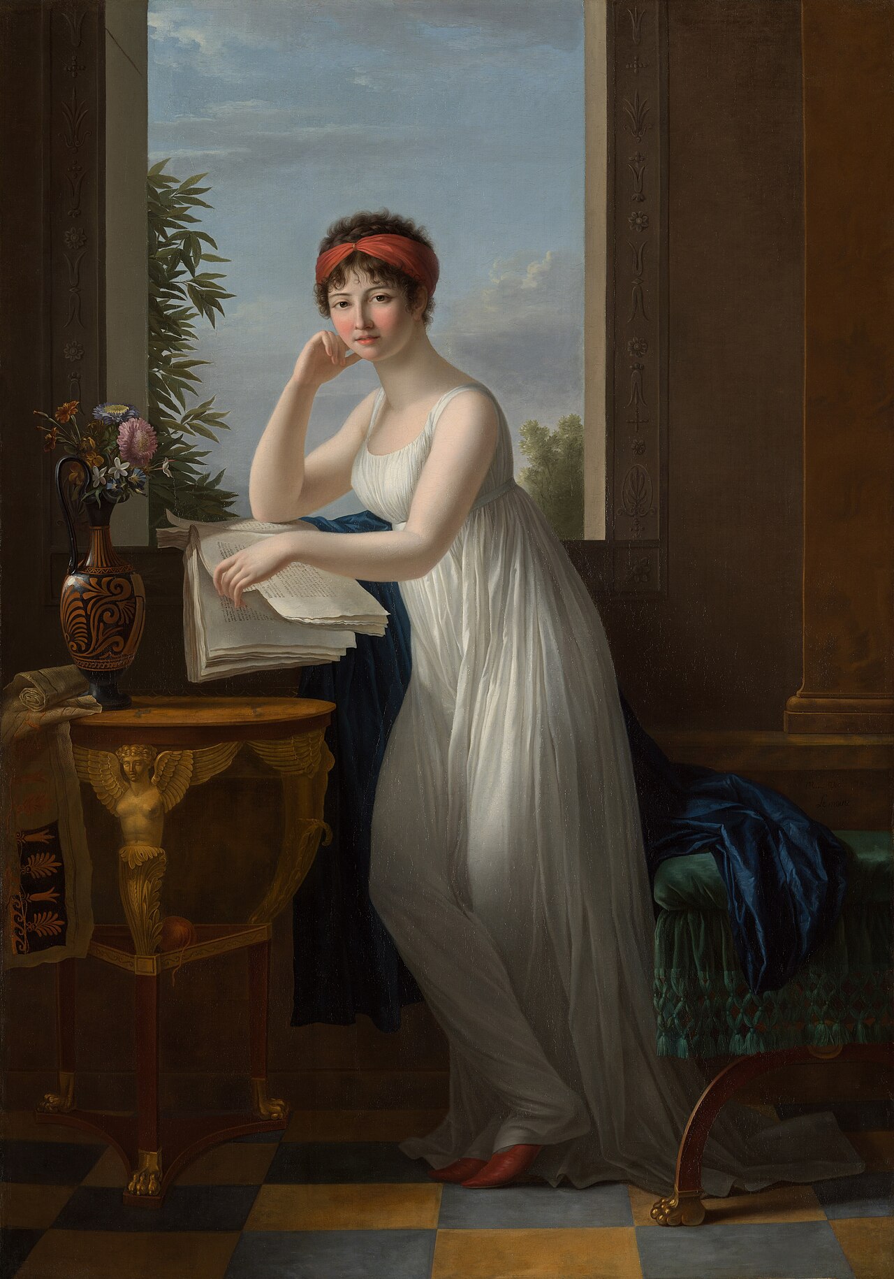 A Young Woman Leaning on the Edge of a Window by Marie-Victoire Lemoine