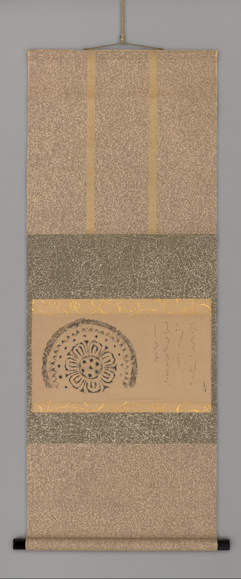 Lotus Roof Tile Rubbing with Waka by Ōtagaki Rengetsu